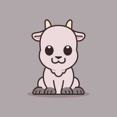 Cute Goat Sitting Down Illustration