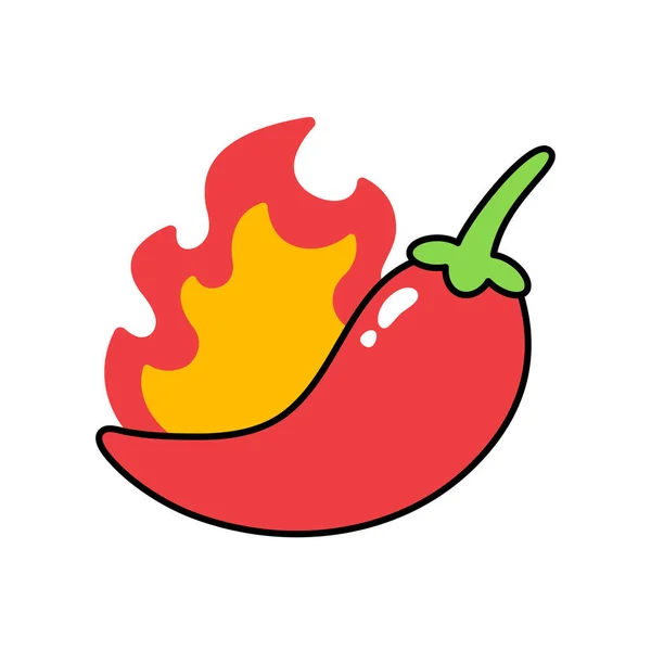 Lángoló Chili Paprika Lapos Illusztráció — Stock Vector