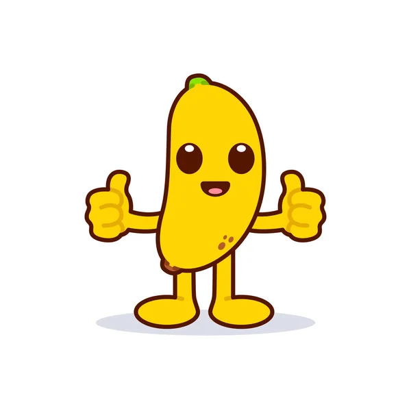 Roztomilý Banán Znak Dávat Palce Nahoru — Stockový vektor