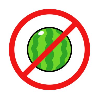 No Watermelon Sign on White Background