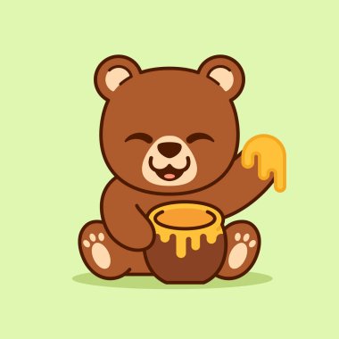 Cute Bear With Pot of Honey Illustration