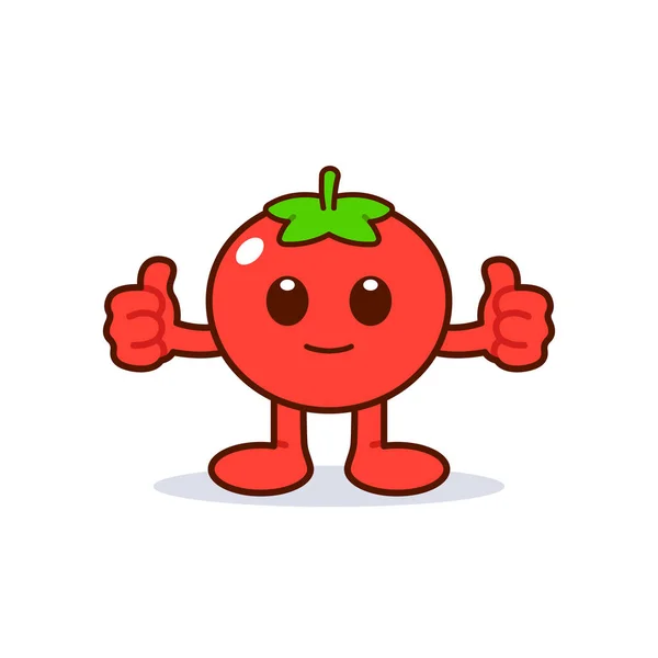 Caractère Tomate Mignon Donnant Pouces Vers Haut — Image vectorielle