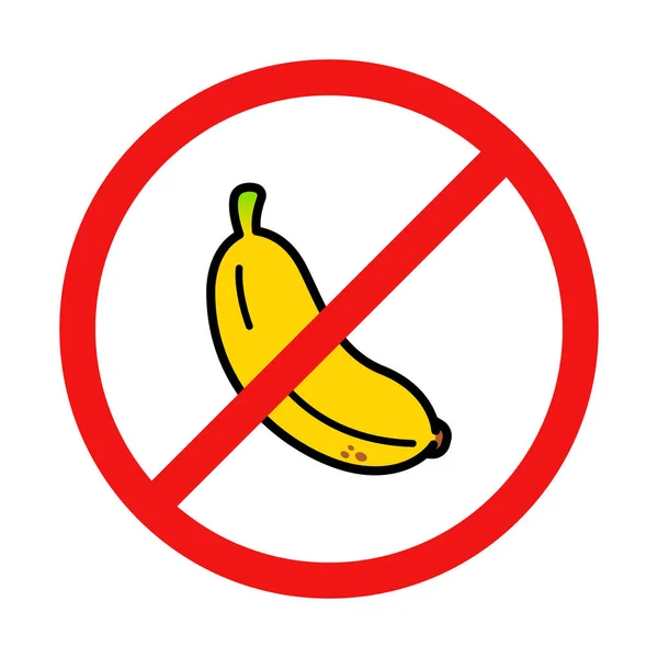 Nessun Segno Banana Sfondo Bianco — Vettoriale Stock