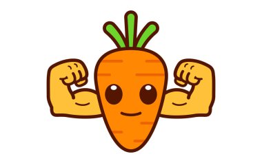 Sevimli Güçlü Havuç Karakteri Çizimi