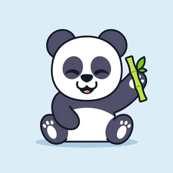 Carino Panda Con Bambù Illustrazione — Vettoriale Stock