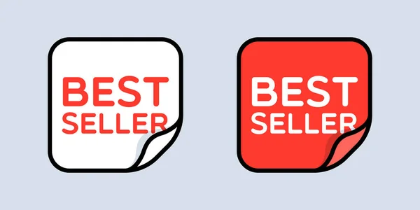 Peeled Square Best Seller Stickers — Stock Vector