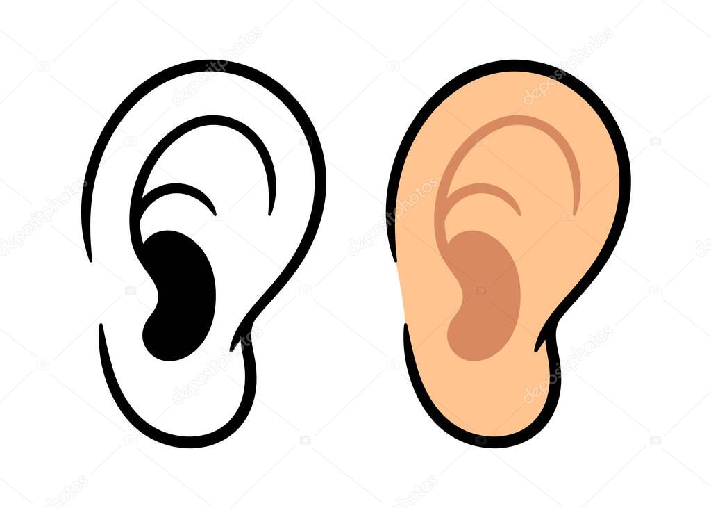 Vector Ear Flat Icons With Outline