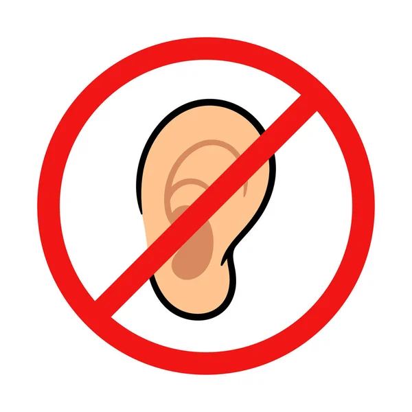 Kein Ohr Oder Kein Hörzeichen Auf Weißem Hintergrund — Stockvektor