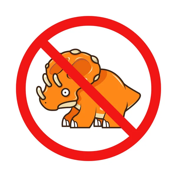 Nincs Dinoszaurusz Vagy Nincs Triceratops Jel Fehér Háttér — Stock Vector