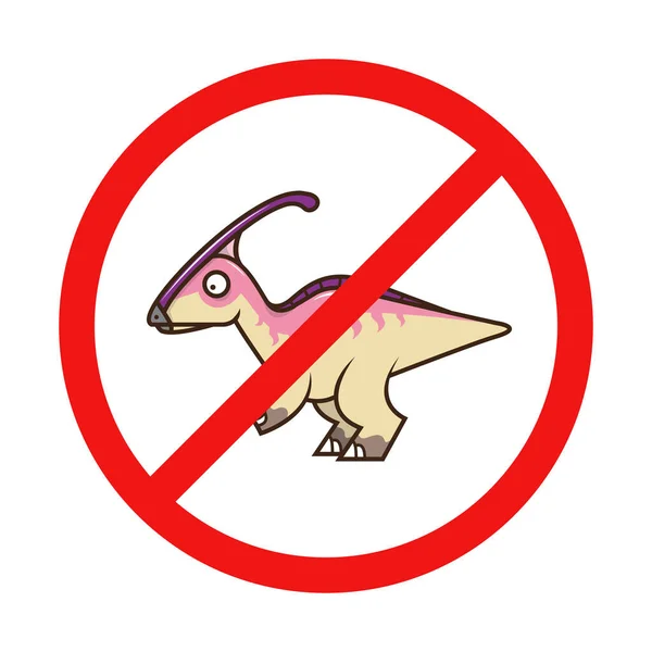 Ingen Dinosaurie Eller Parasaurolophus Tecken Vit Bakgrund — Stock vektor
