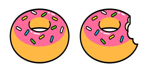 Donut Design Plano Vetorial Com Contorno — Vetor de Stock