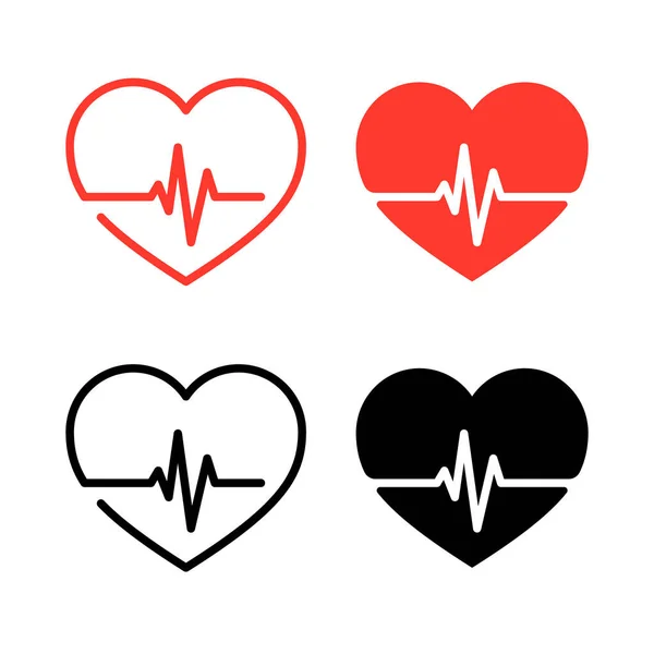 stock vector Vector Set of Heart Beat or Pulse Signs
