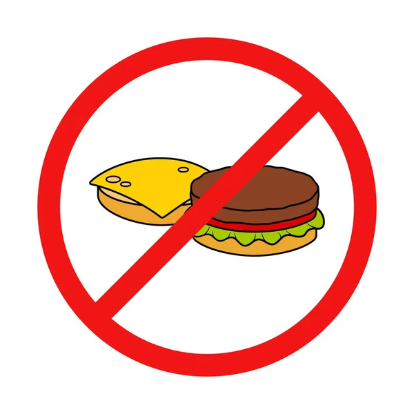Kein Cheeseburger Zeichen Auf Weißem Hintergrund — Stockvektor
