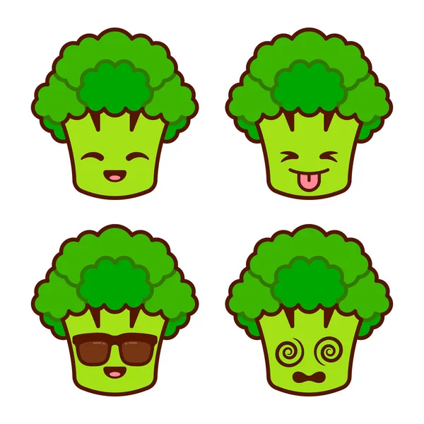 Набір Милих Наклейок Broccoli — стоковий вектор