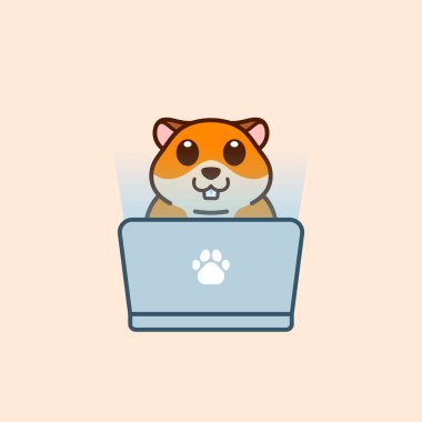 Şirin Hamster Laptop Çizimi Kullanıyor