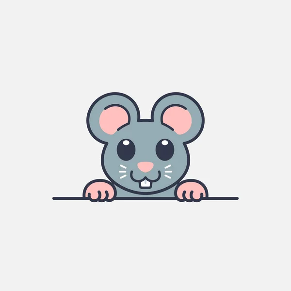 Niedliche Peeking Mouse Vector Illustration — Stockvektor