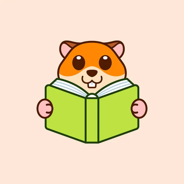 Niedlicher Hamster Liest Ein Buch — Stockvektor