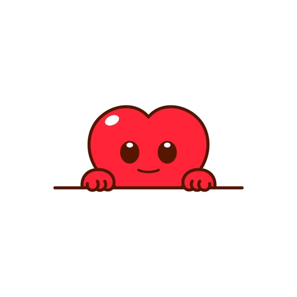 Cute Peeking Heart Vector Illustration - Stok Vektor