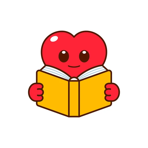 Χαριτωμένη Καρδιά Ανάγνωση Ενός Βιβλίου — Διανυσματικό Αρχείο