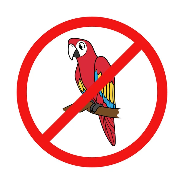 Nincs Macaw Papagáj Jel Fehér Háttér — Stock Vector