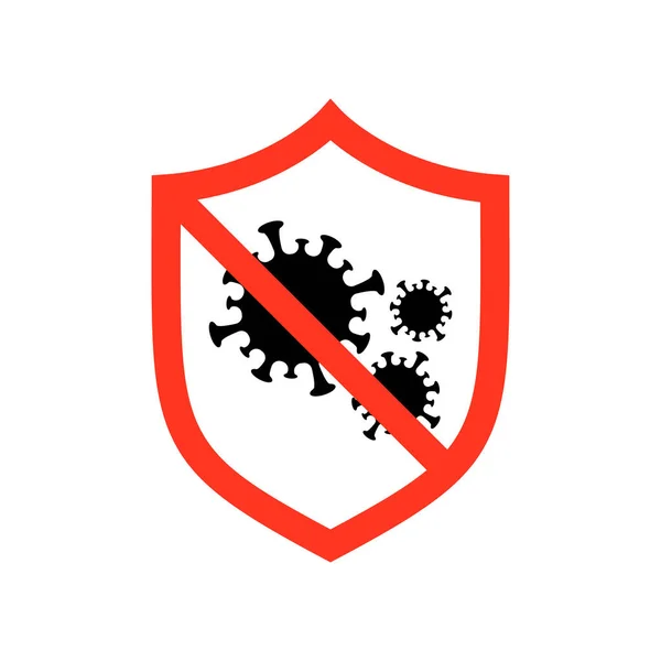 Vektor Virus Skydd Sköld Emblem Ikonen — Stock vektor