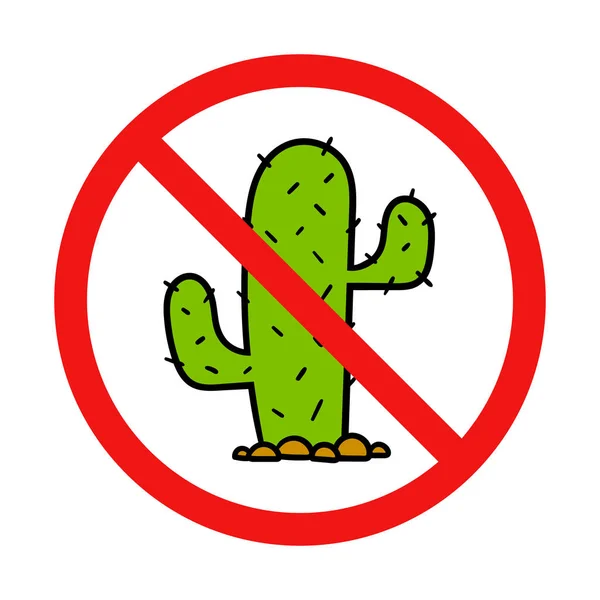 Nincs Kaktusz Plant Sign Fehér Háttér — Stock Vector