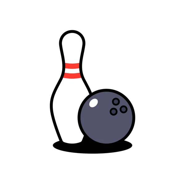 Bowling Ball Und Bowling Pin Illustration Mit Umriss — Stockvektor
