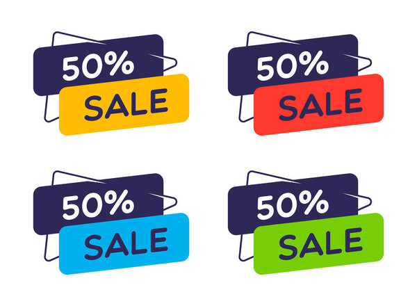 Set of Modern 50 Percent Sale Labels