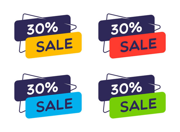 Set of Modern 30 Percent Sale Labels