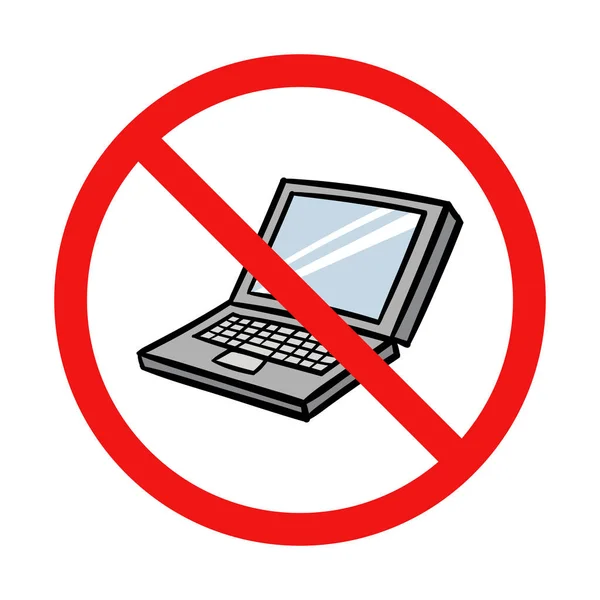 Nenhum Sinal Laptop Fundo Branco —  Vetores de Stock
