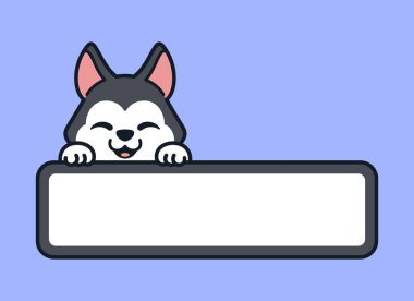 Şirin Sibirya Husky Vektör Etiketi