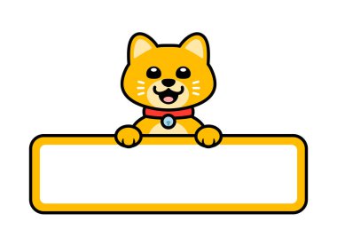 Şirin Kedi Vektör Etiketi