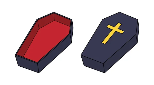 Vector Coffin Cartoon Illustratie — Stockvector