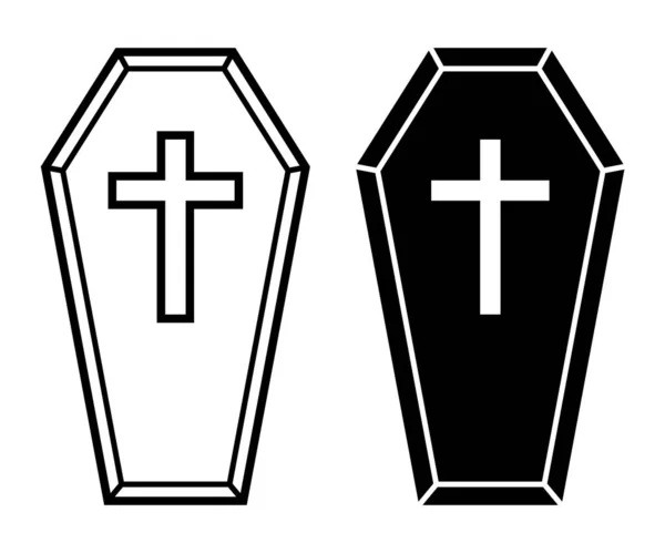 Vector Coffin Met Kruis Witte Achtergrond — Stockvector