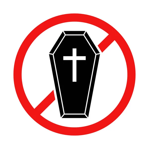 Geen Coffin Sign Witte Achtergrond — Stockvector