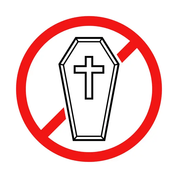 Geen Coffin Sign Witte Achtergrond — Stockvector