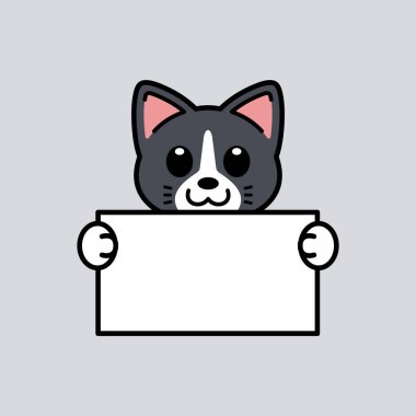 Boş bir işaret tutan şirin kedi