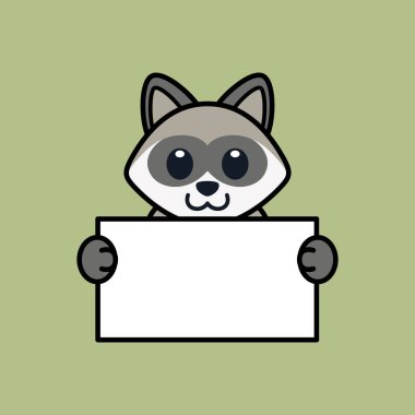 Boş Tabela Tutan Sevimli Rakun