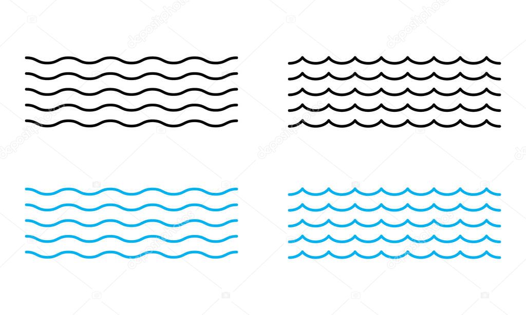 Vector Waves on White Background