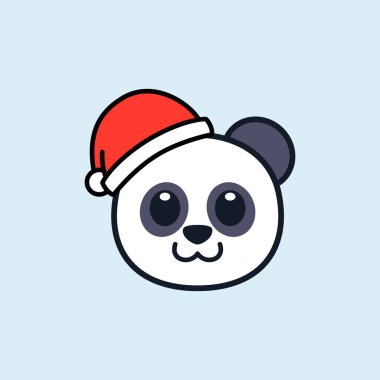 Panda Santa Hat İllüstrasyonu Giyiyor