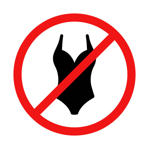 No Swimsuit Sign on White Background