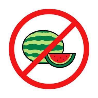 No Watermelon Sign on White Background
