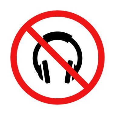 No Headphones Sign on White Background