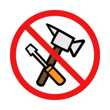 Beyaz Arkaplanda Vektör Araç Yok veya Onarım İşareti Yok