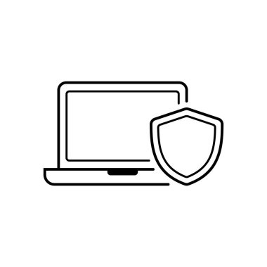 Vektör Laptop ve Kalkan Simgesi