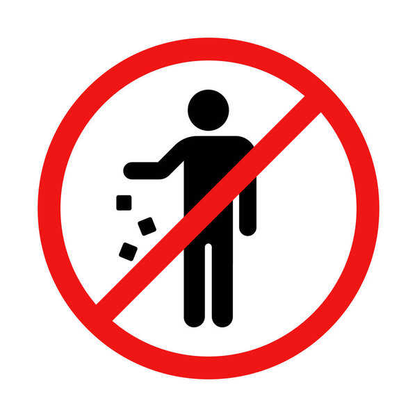 No Littering Sign on White Background
