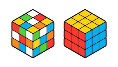 Vektör Rubik 'in Küp Karikatür Çizimi