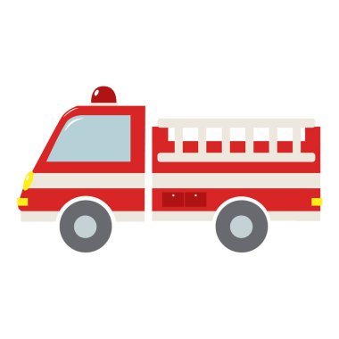 Vektör İtfaiye Aracı Düz Tasarım Çizimi