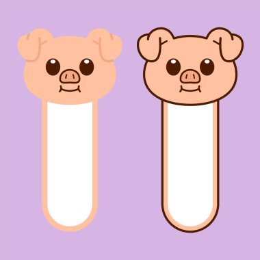 Vektör Domuz Yer İmleri Düz Tasarım İllüstrasyonu