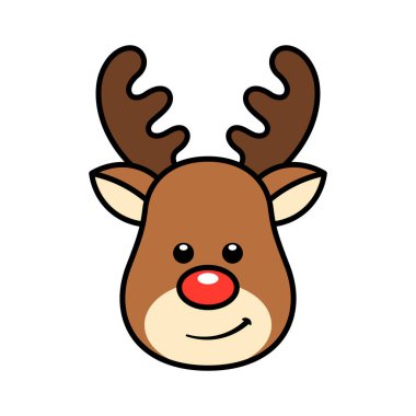 Çizgi film Ren Geyiği Baş Vektörü İllüstrasyonu